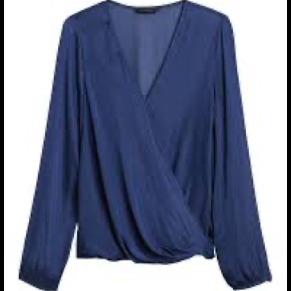BANANA REPUBLIC SOFT SATIN WRAP-EFFECT TOP
